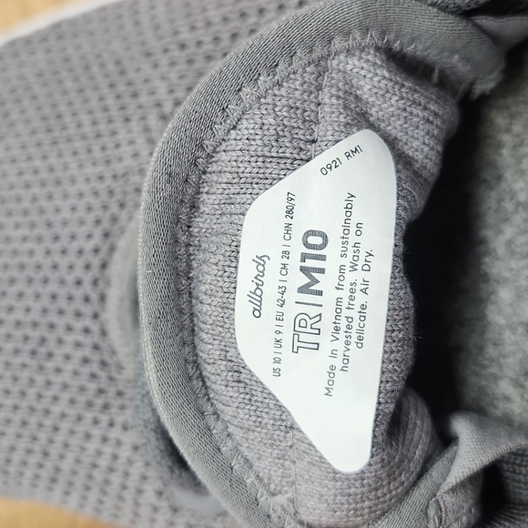 Allbirds TR Tree Runners Gray Sneakers Men's size 10 - Picture 3 of 5